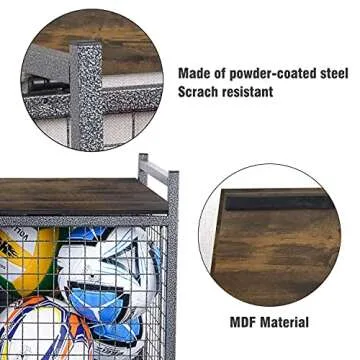 Mythinglogic Heavy-Duty Storage Bench for Garage,Sports Equipment Storage Organizer for Garage/Basement/Entryway,Ball Storage Bin (Medium)