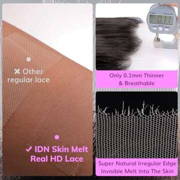 IDN BEAUTY SKINLIKE REAL 5X5 HD Lace Closure Wigs Human Hair 24 Inch 180% Density Straight Natural B...