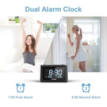 REACHER Sleep Sound Machine with Dual Alarm & USB Charger