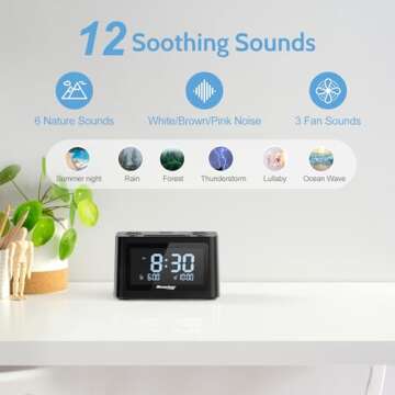 REACHER Sleep Sound Machine with Dual Alarm & USB Charger