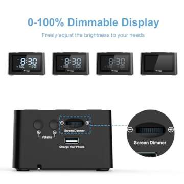 REACHER Sleep Sound Machine with Dual Alarm & USB Charger