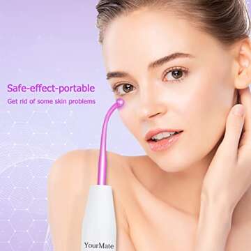 YourMate PhotoTherapy Device High Frequency Facial Wand Machine with Argon Tubes for Face Chin Neck Hair, Facial Skin Wand Machine with 4 Different Tubes