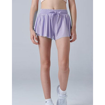 Girls Flowy Shorts with Spandex Liner for Fitness Running Sports