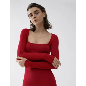 PUMIEY Long Sleeve Dress Soft Lounge Maxi for Women