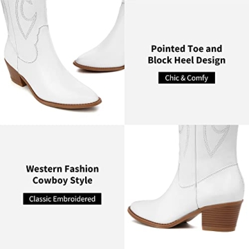 Stylish Athlefit Cowboy Boots for Women - Chic White Design