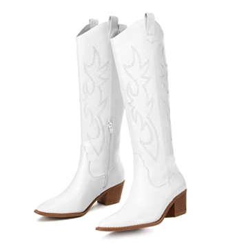 Stylish Athlefit Cowboy Boots for Women - Chic White Design