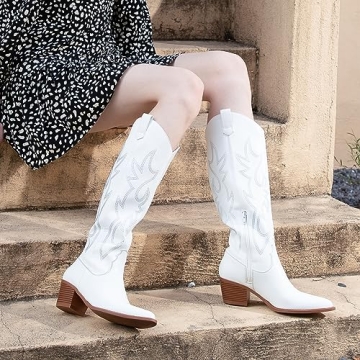 Stylish Athlefit Cowboy Boots for Women - Chic White Design