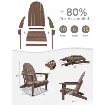 Durable Folding Adirondack Chair - Easy to Store & Weather Resistant