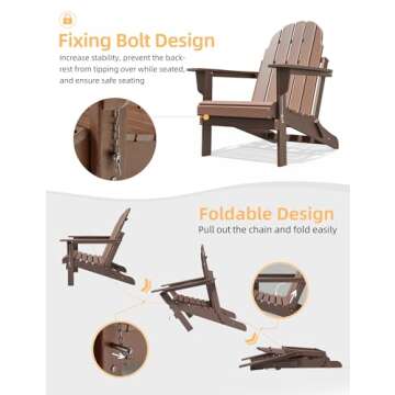 Durable Folding Adirondack Chair - Easy to Store & Weather Resistant