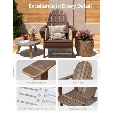 Durable Folding Adirondack Chair - Easy to Store & Weather Resistant