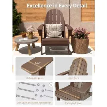 Durable Folding Adirondack Chair - Easy to Store & Weather Resistant