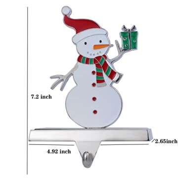 Set of 4 Christmas Stocking Hangers for Mantel，Christmas Tree Reindeer Santa Snowman Stocking Hold...