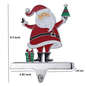 Set of 4 Christmas Stocking Hangers for Mantel，Christmas Tree Reindeer Santa Snowman Stocking Holders for Fireplace-Stocking Hangers for Mantel Xmas Tree Mantel Hooks Hanger (Multi-Color 4-Pack)
