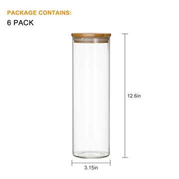 50oz/1500ml Clear Glass Food Storage Containers Set, Airtight Food Jars with Bamboo Wooden Lids Kitc...