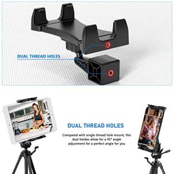 Jubor 360° Rotatable Tablet Tripod Mount Adapter for All Devices