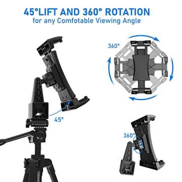 Jubor 360° Tablet Tripod Mount for Phones and iPads
