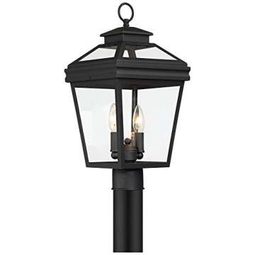 John Timberland Stratton Street Traditional Outdoor Post Light Fixture Textured Black Lantern 18 1/2...