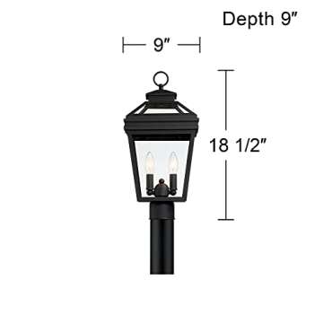 John Timberland Stratton Street Traditional Outdoor Post Light Fixture Textured Black Lantern 18 1/2" Clear Glass for Exterior House Porch Patio Outside Deck Garage Driveway Home Lawn Walkway