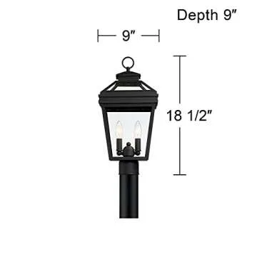 John Timberland Stratton Street Traditional Outdoor Post Light Fixture Textured Black Lantern 18 1/2" Clear Glass for Exterior House Porch Patio Outside Deck Garage Driveway Home Lawn Walkway