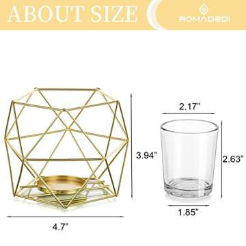 Geometric Tealight Candle Holders Gold - Votive Candle Stand Accents for Tea Light Decorative for Home Table Shelf Mantel Modern Geo Decoration Christmas Wedding Reception Décor, Gold, 6pcs