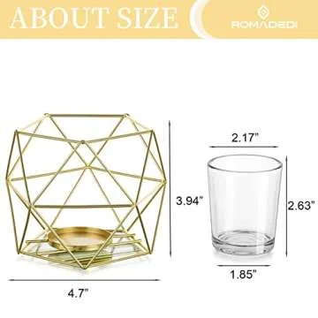 Geometric Tealight Candle Holders Gold - Votive Candle Stand Accents for Tea Light Decorative for Home Table Shelf Mantel Modern Geo Decoration Christmas Wedding Reception Décor, Gold, 6pcs