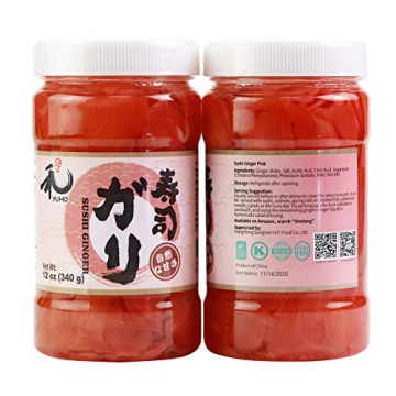 YUHO Pickled Sushi Ginger – Delicately Sweet & Spicy Gari - 2 Jars of 12 oz