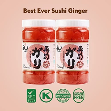YUHO Natural Sushi Ginger, Sweet & Spicy 12 oz Jars