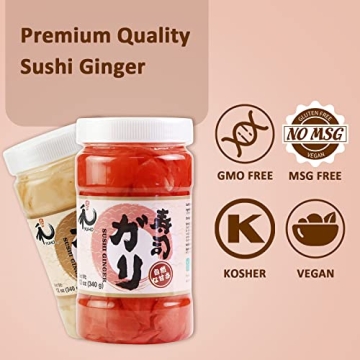 YUHO Natural Sushi Ginger, Sweet & Spicy 12 oz Jars