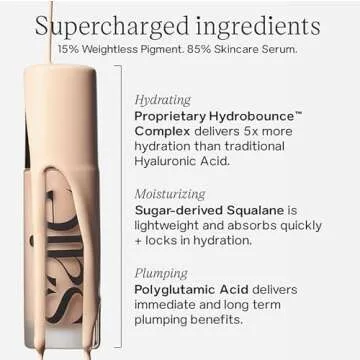 Saie Glowy Super Skin Tint Liquid Foundation - Hydrating Serum Foundation with Lightweight, Medium Coverage - Formulated with Hyaluronic Acid to Hydrate, Brighten and Plump - Shade 6 (1.01 oz)