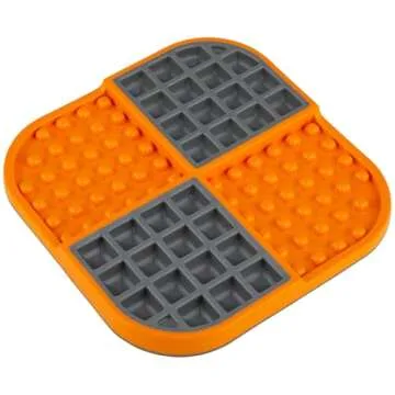 LickiMat Slomo, Dog Slow Feeders Lick Mat, Boredom Anxiety Reducer; Perfect for Food, Treats, Yogurt, or Peanut Butter. Fun Alternative to a Slow Feed Dog Bowl, Orange