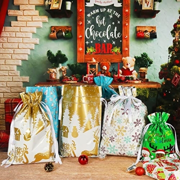 HRX Holiday Drawstring Gift Bags - 30 Christmas Pouches