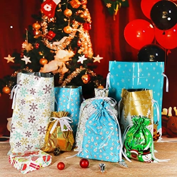 HRX Holiday Drawstring Gift Bags - 30 Christmas Pouches