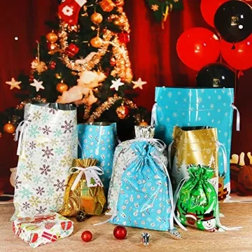 HRX Holiday Drawstring Gift Bags - 30 Christmas Pouches