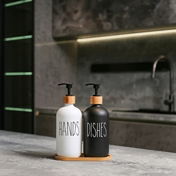 Elegant MOMEEMO Glass Soap Dispenser Set for Kitchen Decor