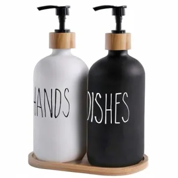 Elegant MOMEEMO Glass Soap Dispenser Set for Kitchen Decor