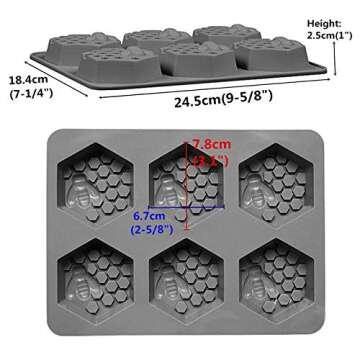 DD-life 2Pcs 3D Bee Silicone Soap Molds, Hexagonal Honeycomb Silicone Molds for Homemade Soaps Choco...