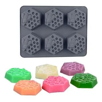 DD-life 2Pcs 3D Bee Silicone Soap Molds, Hexagonal Honeycomb Silicone Molds for Homemade Soaps Chocolate Jelly Cake Making