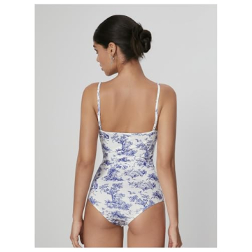 Stylish WDIRARA Plant Print Spaghetti Strap Bodysuit