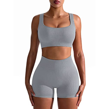 OQQ Women's Seamless Workout Set - High Waist Leggings