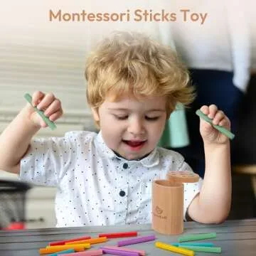 Woodtoe Wooden Montessori Sticks Toys for 1-3 Year Old, 7 Colors Sorting Learning Toys for Toddlers ...