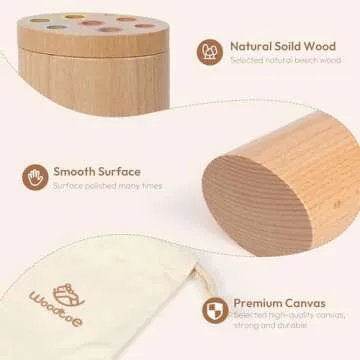 Woodtoe Wooden Montessori Sticks Toys for 1-3 Year Old, 7 Colors Sorting Learning Toys for Toddlers 1 2 3, Developmental Sensory Toys for Babies, Fine Motor Skills Travel Gifts for Baby Boys Girls