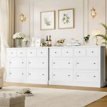 FINETONES 8 Drawer White Dresser for Home and Nursery Storage