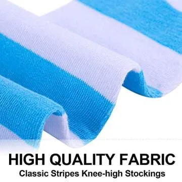 Aneco 6 Pairs Striped Over Knee High Socks Stripe High Thigh Stockings Women Long Socks for Daily Wear, Cosplay