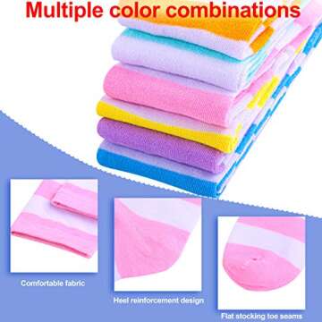 Aneco 6 Pairs Striped Over Knee High Socks Stripe High Thigh Stockings Women Long Socks for Daily Wear, Cosplay