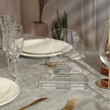 UNIQOOO 10 Pack Acrylic 5x7 Clear Arch Table Sign for Wedding with Holders, 1/8 in Thick, DIY Blank Arch Sign Sheet Perfect for Decoration, Party,Anniversary, Event, Stand Included