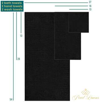 Pearl Linens 100% Cotton Premium Bath Towel Set of 6 for Bathroom, Waffle Towels for Home, Hotel, Sp...