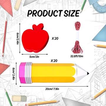 Whaline 20Pcs Back to School Pencil Treat Boxes with Apple Shape Tags and Rope Pencil Candy Boxes Th...