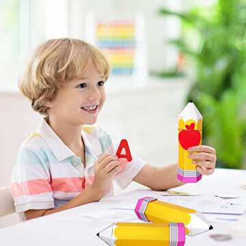 Whaline 20Pcs Back to School Pencil Treat Boxes with Apple Shape Tags and Rope Pencil Candy Boxes Thanks Teacher Gift Bags Paper Gift Container for Birthday Party Graduation Back to School Party Decor