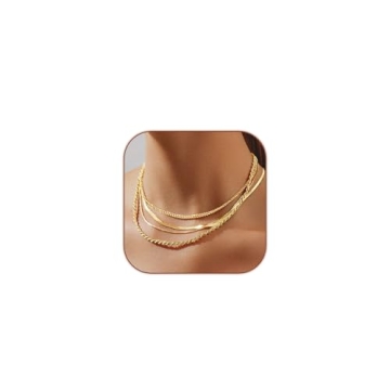 HERIER Gold Layered Necklace Set - Dainty and Elegant 14K Gold Plated Jewelry