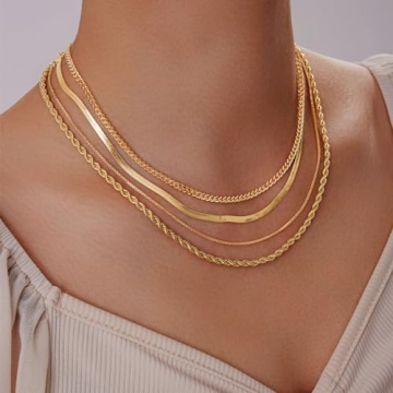 HERIER Gold Layered Necklace Set for Women - Elegant and Versatile